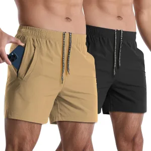 2 Pack Mens Athletic Shorts 5 Inch Quick Dry Gym Workout Shorts Men Lightweight Sports Running Shorts with Pockets