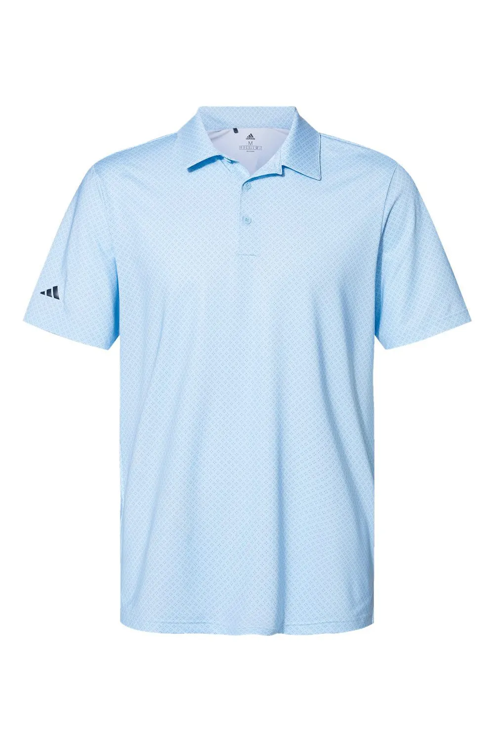 Adidas Mens Diamond Dot Moisture Wicking Short Sleeve Polo Shirt - Glow Blue/White/Navy Blue - NEW