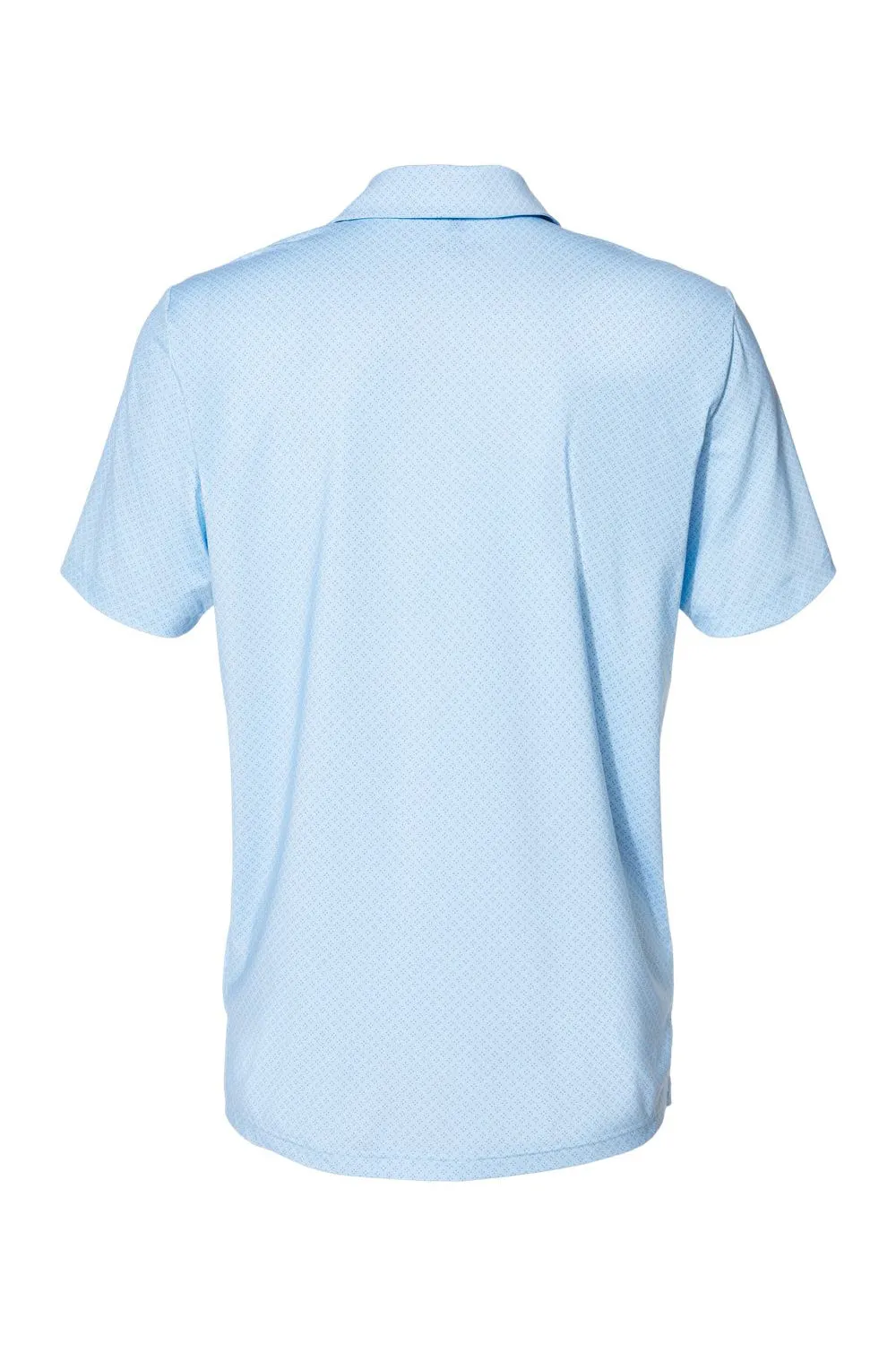 Adidas Mens Diamond Dot Moisture Wicking Short Sleeve Polo Shirt - Glow Blue/White/Navy Blue - NEW
