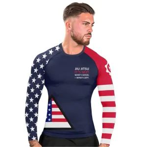 American Flag Blue Long Sleeve Rash Guard