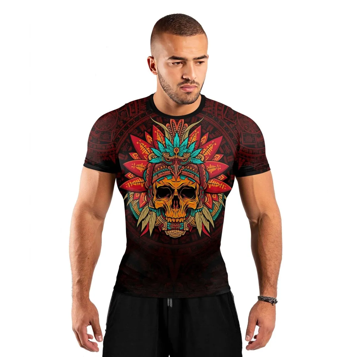 Aztec Eagle Warrior Men's Short Sleeve Rash Guard