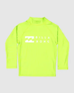 BILLABONG GROMS UNION RF LS - NEON GREEN