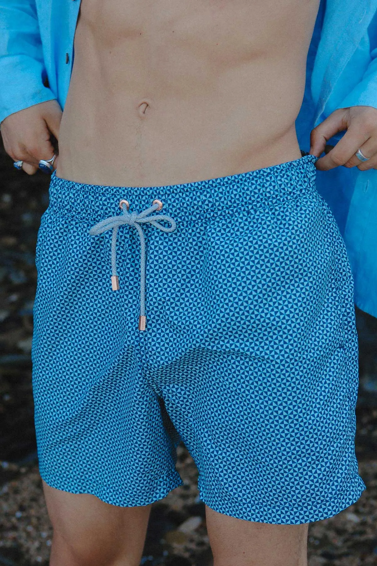 Blue Geo Classic Swim Trunks