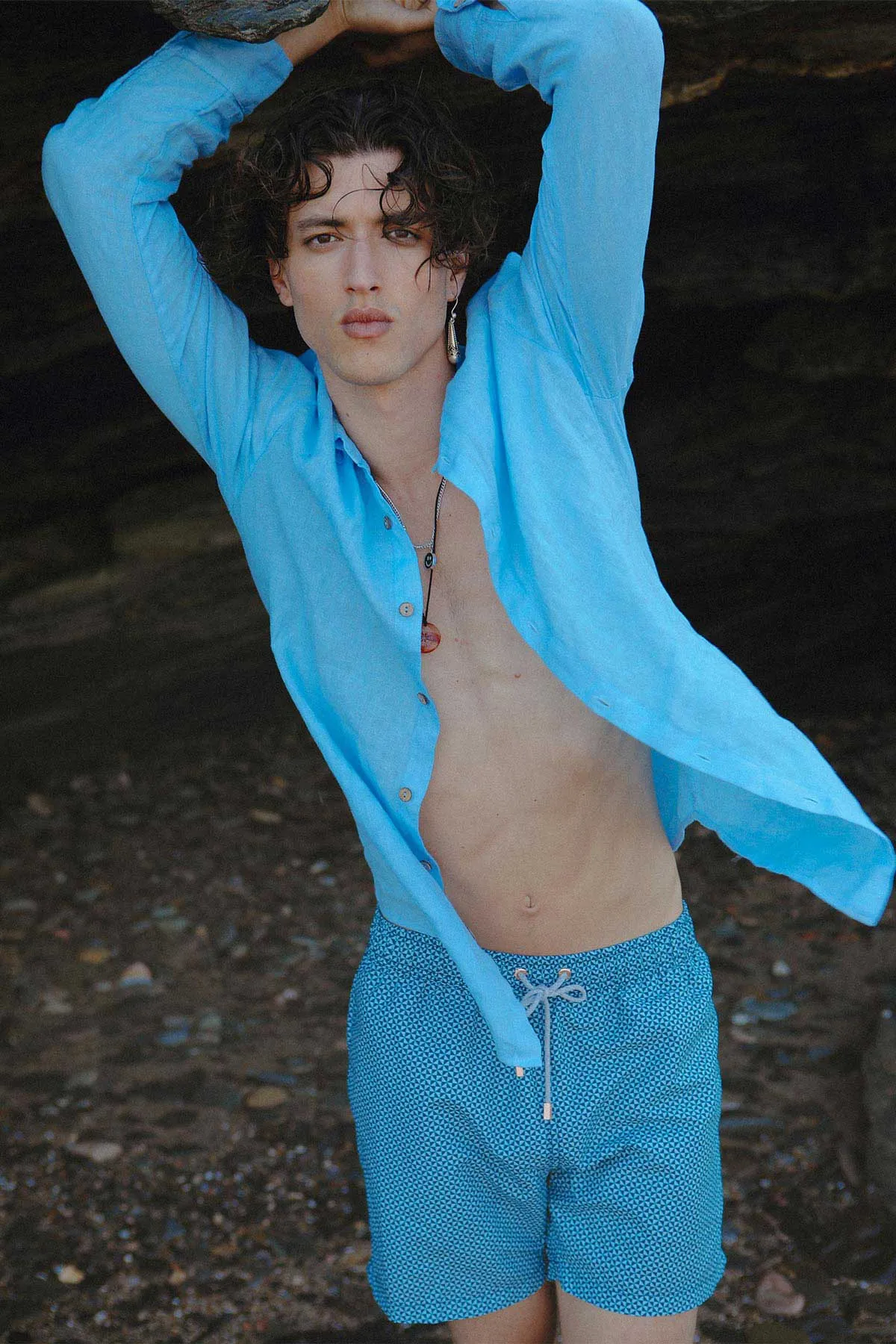 Blue Geo Classic Swim Trunks