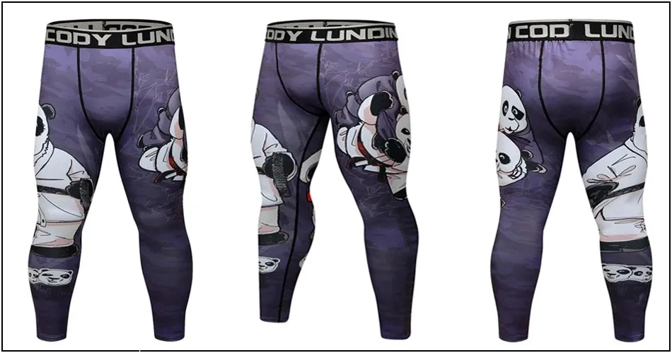 Cody Lundin - Judo Panda - BJJ compression tights /rash guard / Spats /Pants