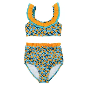 Girls Bikini 2 Piece Ruffle Swimsuit Set - "Geo Party"