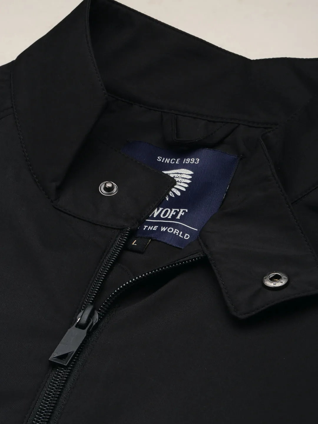 Men Black Mock Collar Water Resistant Bomber Jacket