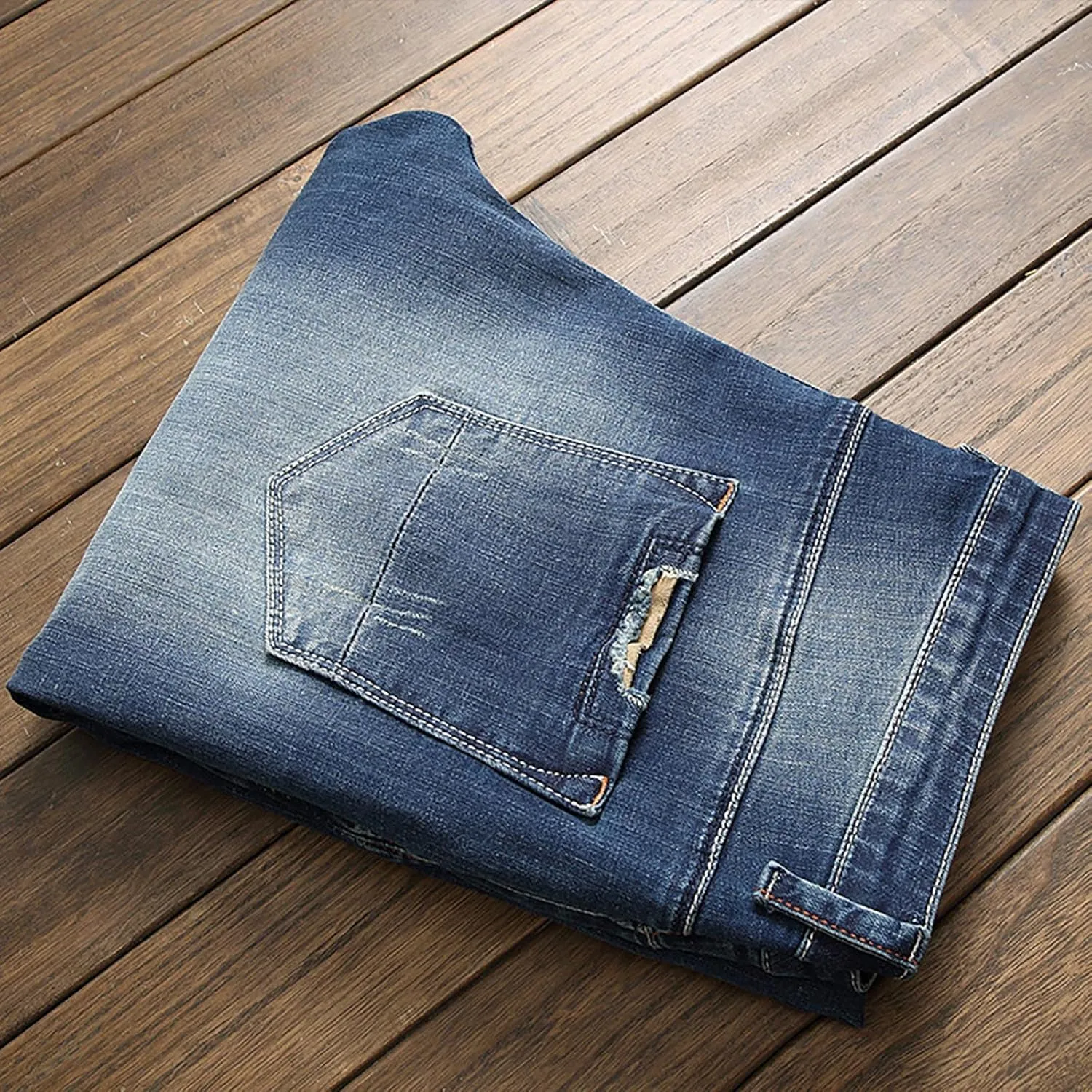 Mens Ripped Jeans Slim Fit Straight Leg Denim Pants Distressed Destroyed Boyfriend Jeans with Pockets