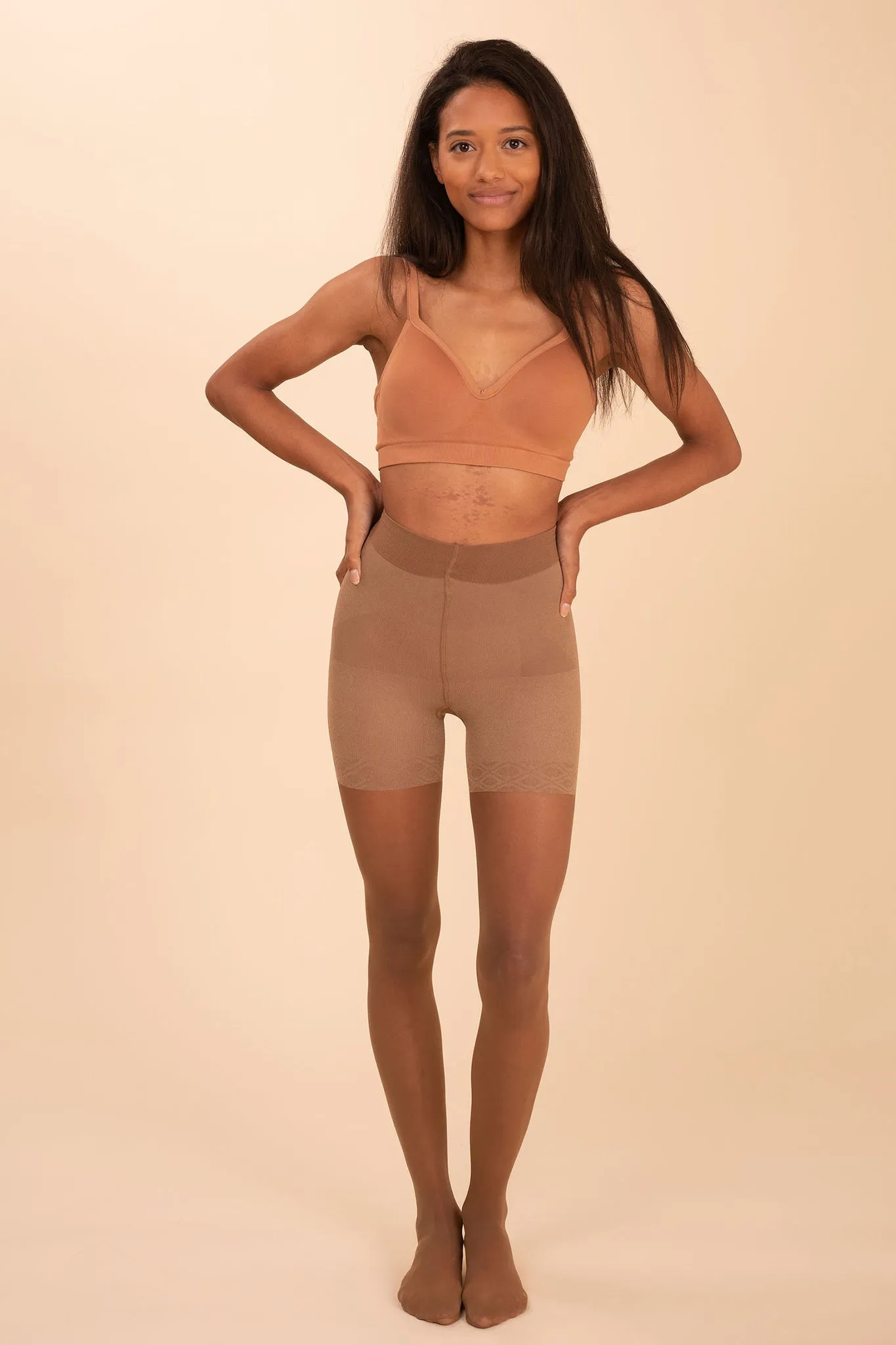 Sheer Contour Tights  Caramel
