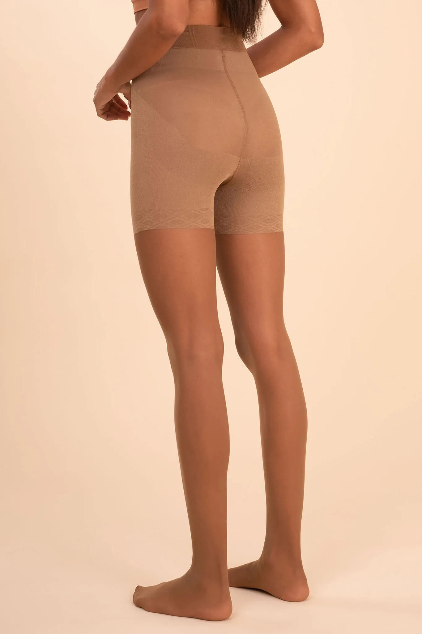 Sheer Contour Tights  Caramel