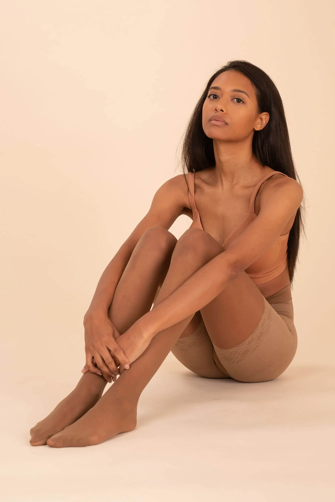 Sheer Contour Tights  Caramel