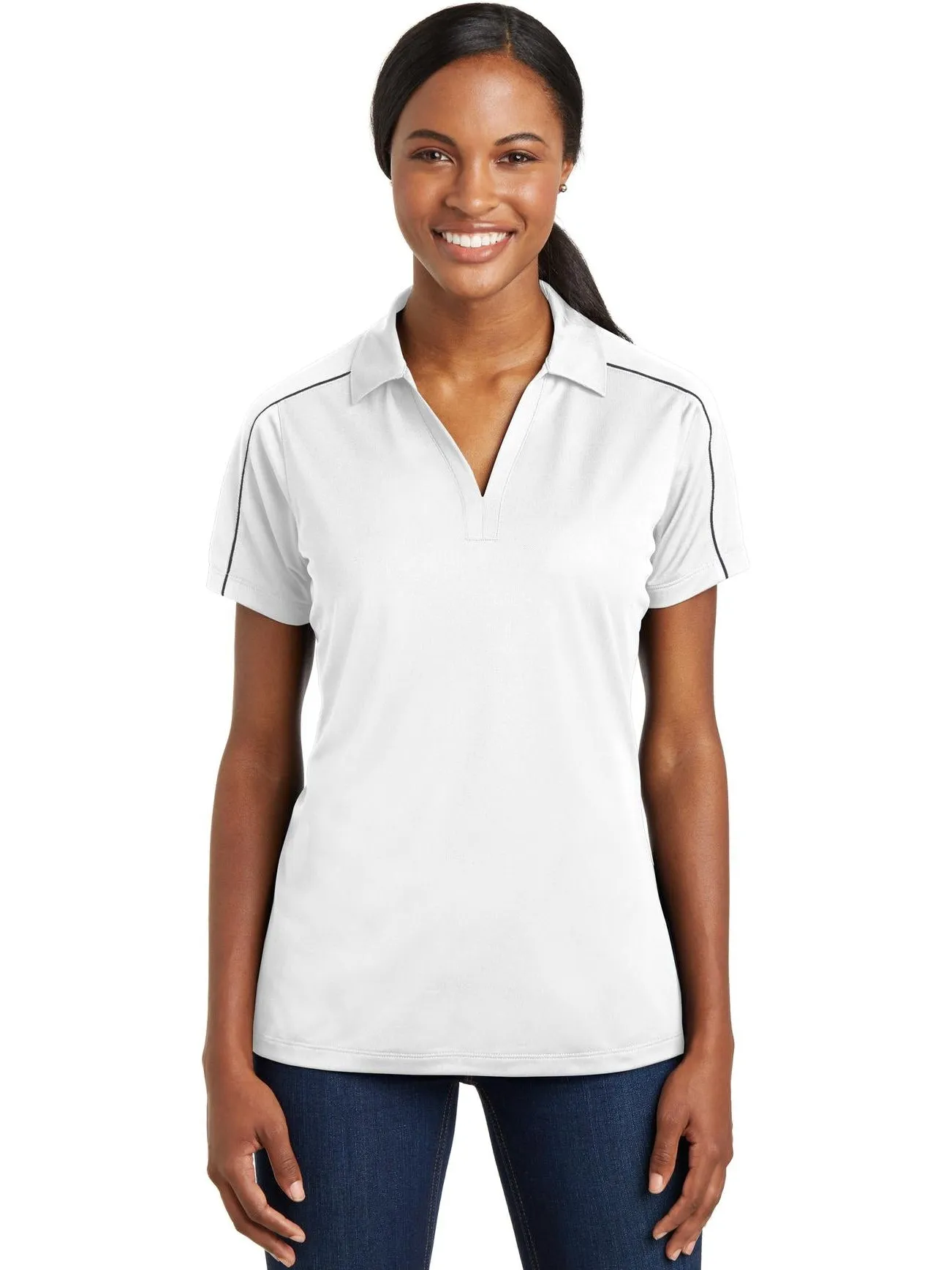 Sport-Tek Ladies Micropique Sport-Wick Piped Polo
