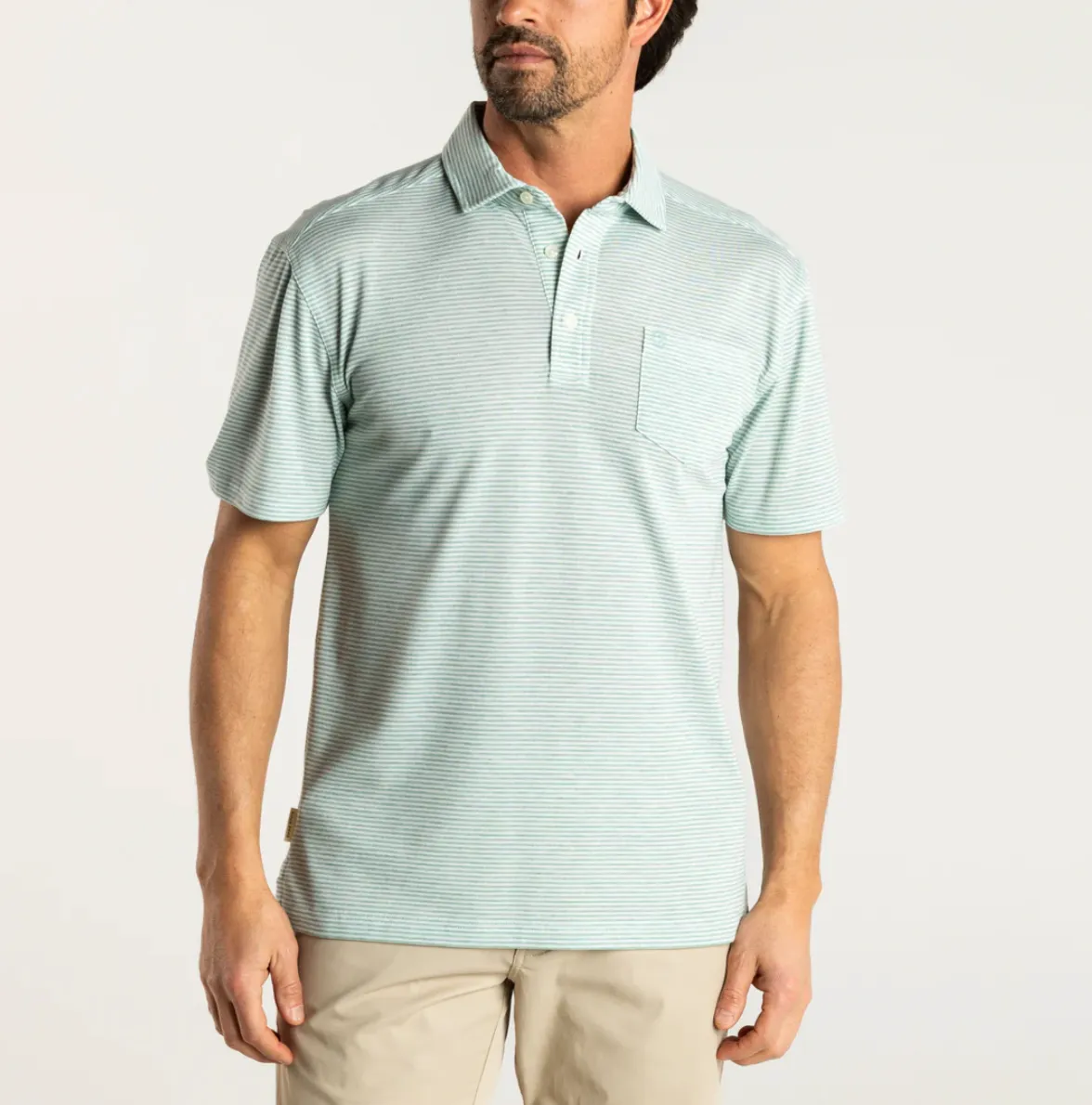 Summerford Stripe Pique Polo Seaboard Green