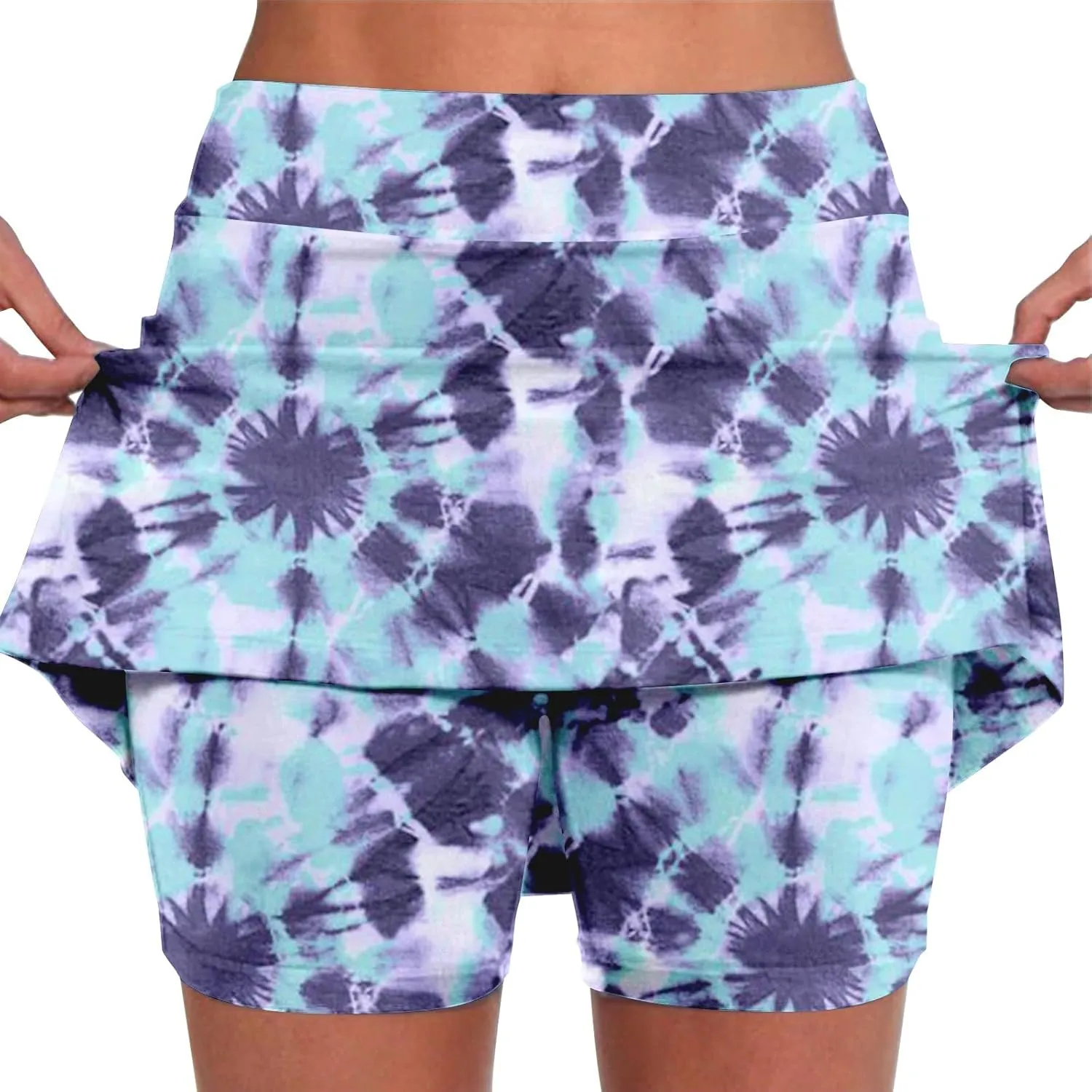 Tennis Skirts for Women Stretch Workout Lightweight Golf Athletic Skort Tie-Dye Pocket 2 in 1 Running Inner Shorts Underneath