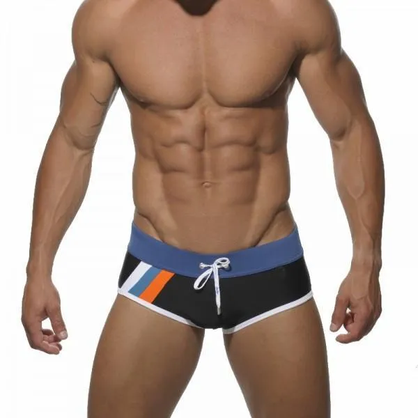 Triple Striped Square Cut Swim Trunks