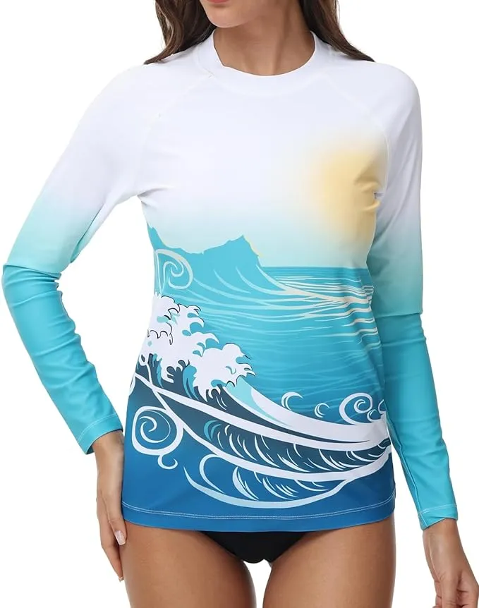 VAYAGER SPORTS Women's UPF 50  Long Sleeve Rash Guard - Quick Dry Swim Shirts