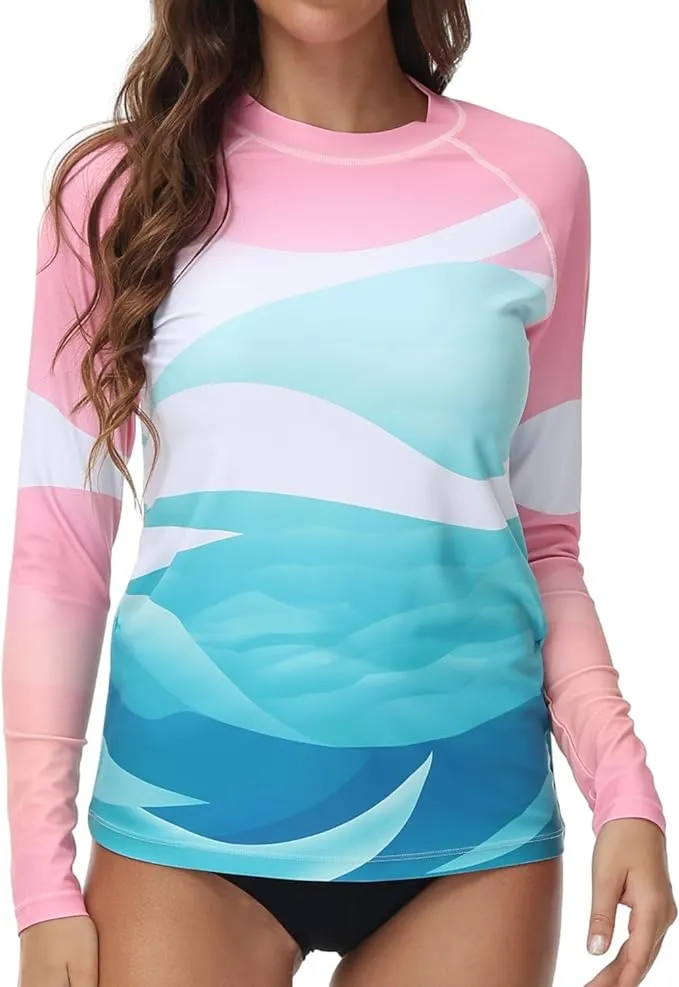VAYAGER SPORTS Women's UPF 50  Long Sleeve Rash Guard - Quick Dry Swim Shirts