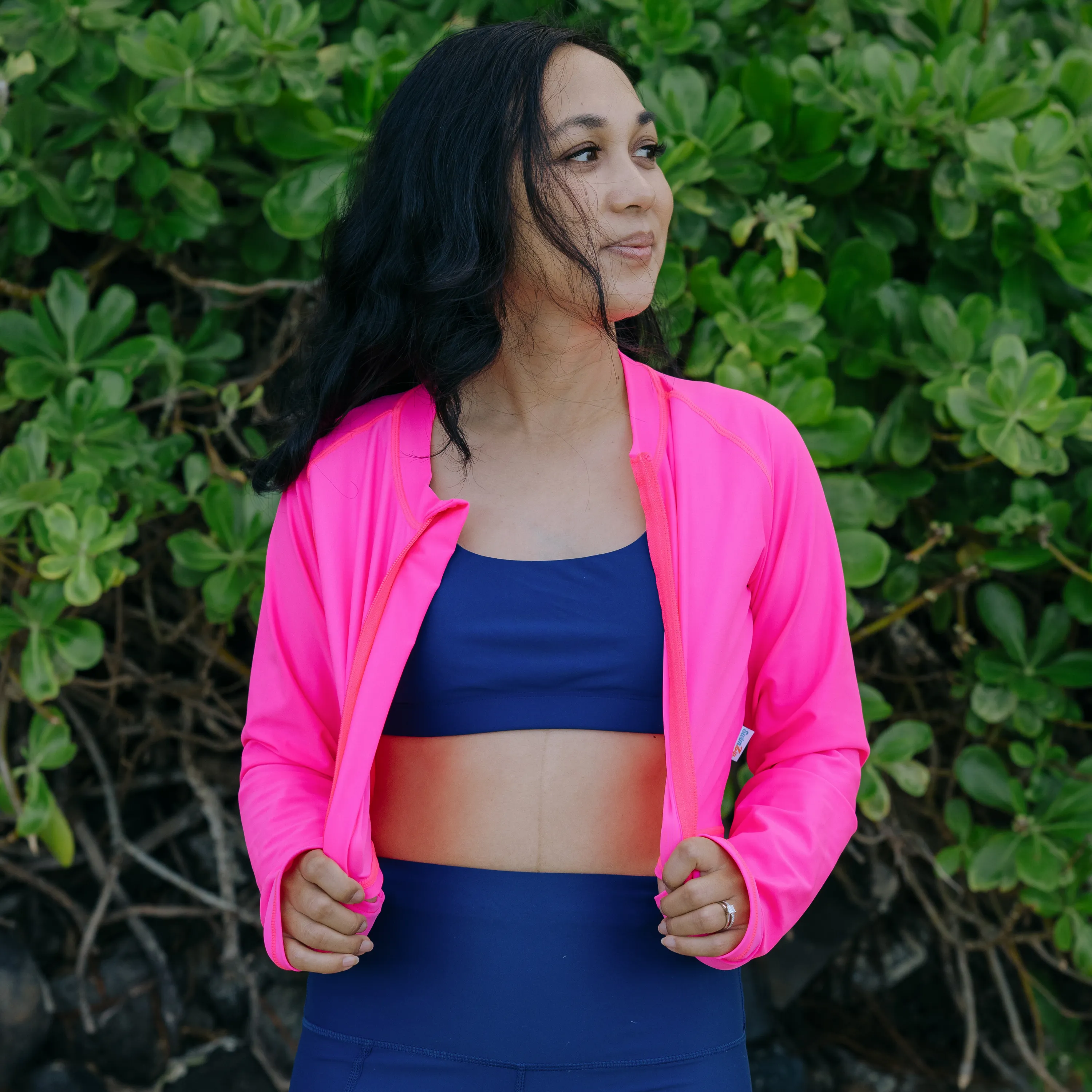 Women's Long Sleeve Crop Rash Guard | “Neon Pink”