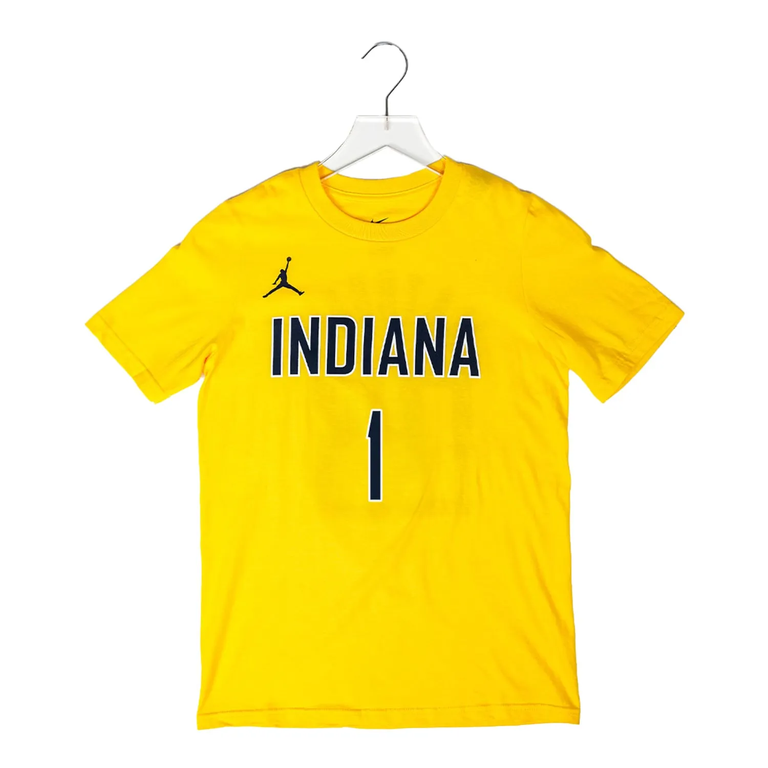 Youth Indiana Pacers #1 Obi Toppin Statement Name and Number T-shirt in Gold by Jordan