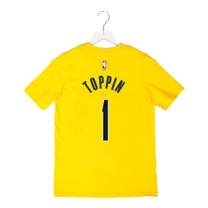 Youth Indiana Pacers #1 Obi Toppin Statement Name and Number T-shirt in Gold by Jordan